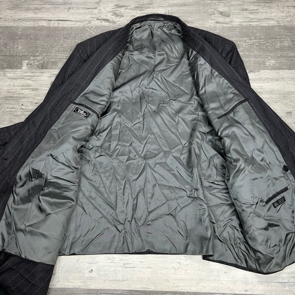 Tallia Grey w/ Purple Pinstripe Double Breasted Suit 52L - Picture 7 of 8